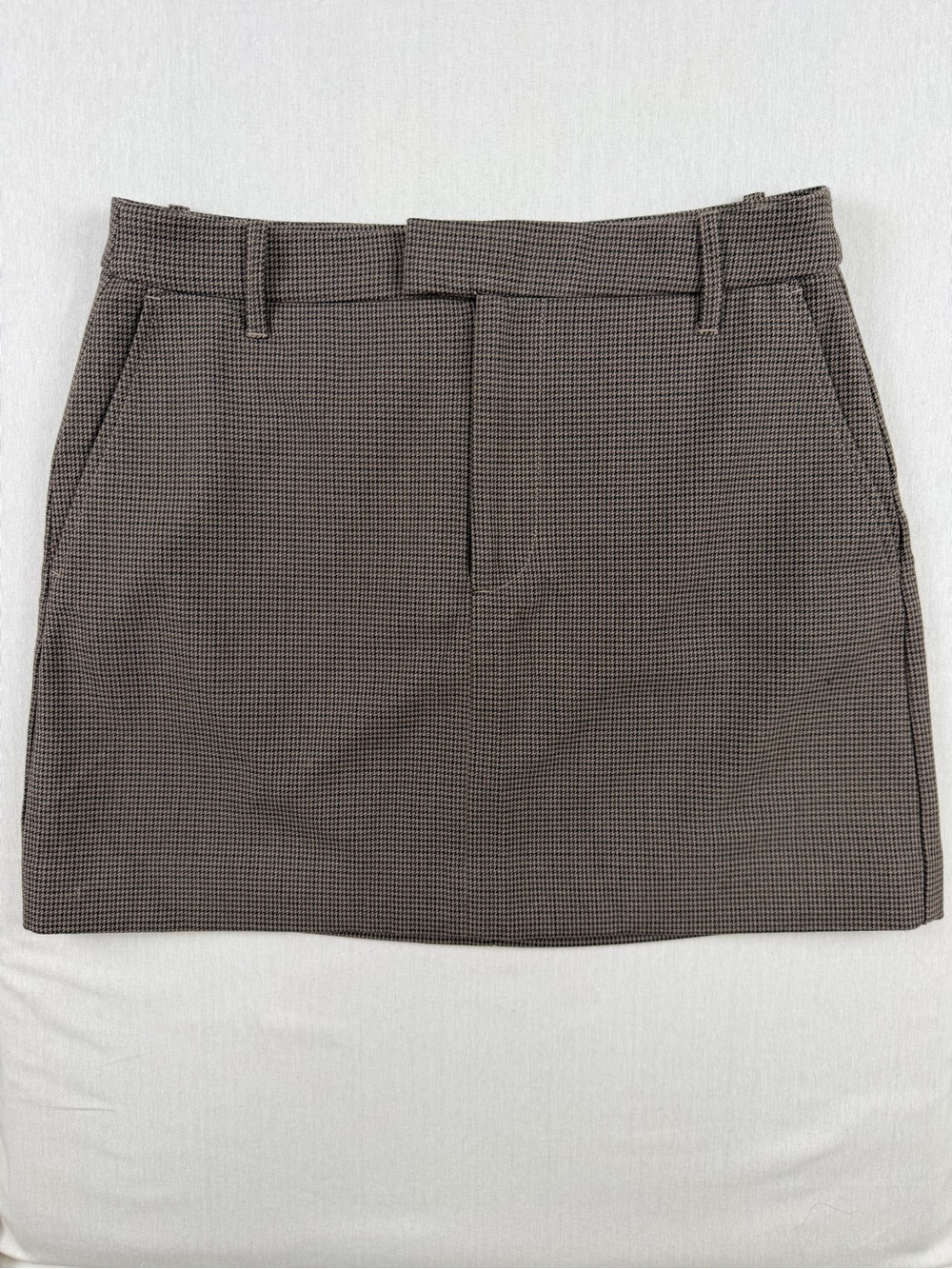 Gap Houndstooth Mini Skirt Size 4 Brown Black Straight Dark Academia